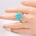 European And American Copper Plated Imitation Turquoise Cluster Ring For Women's Fashion