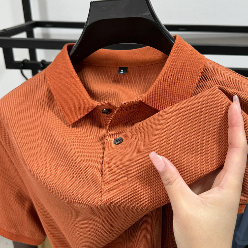 Heavyweight Mens Polo Shirt Short-sleeved T-shirt With A Turn-down Collar