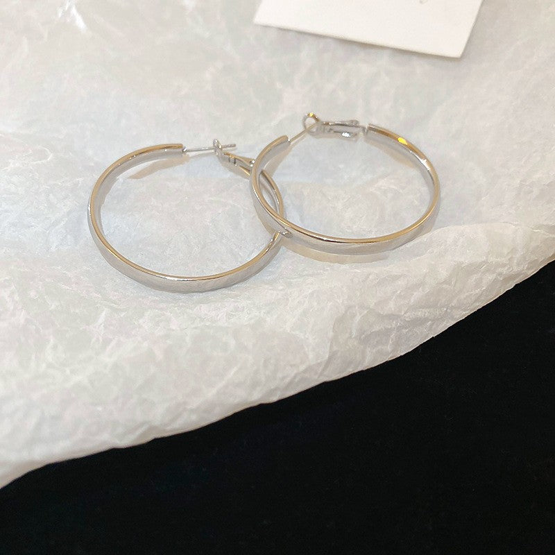 Luxury Niche Silver Round Earrings Sterling Silver Needle Daily All-Match Ear Studs