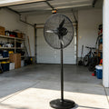 20 Inch Oscillating Pedestal Floor Fan, 5000 CFM High Velocity Standing Fan With BLDC Copper Motor, 4 Speeds Adjustable Height & Tilt Aluminum Blades Metal Industrial Fan For Garage Workshop Comm