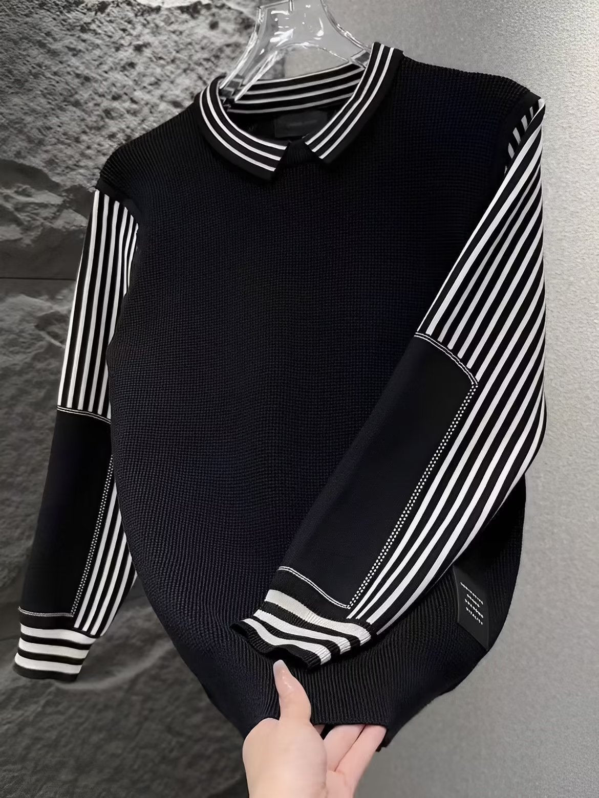 Mens Shirt-collar Knit Sweater For Spring And Autumn