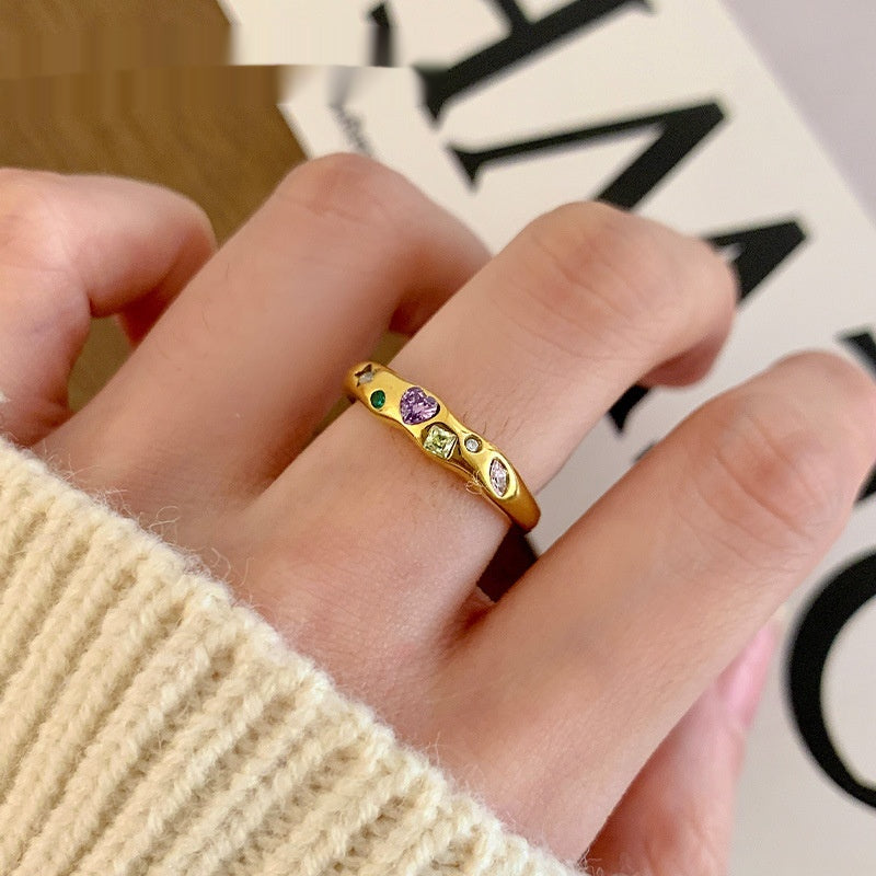 Retro Colorful Zircon Index Finger Ring