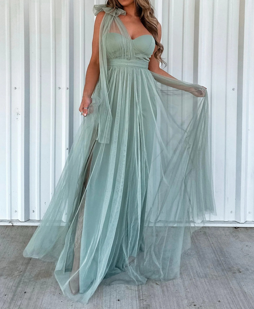 Womens Mesh-Panelled Strap Long Dress