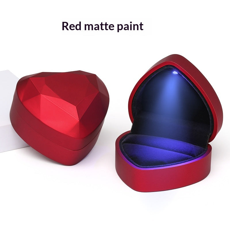 Heart-Shaped Rose Flower Ring Pendant Gift Box