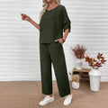 Crew-neck Top Wide-leg Pants Loose Fit