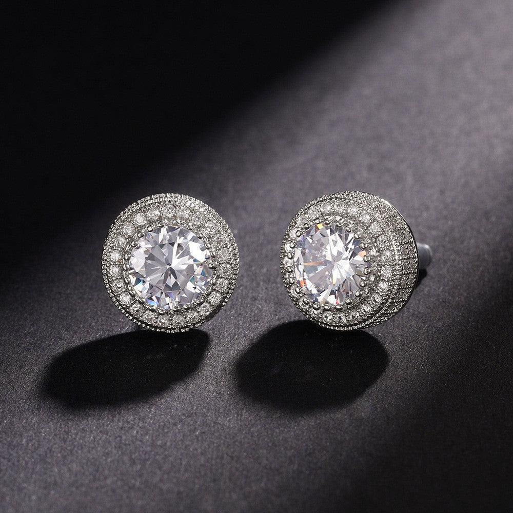 Euro-American Full-Diamond Hip-Hop Men's Earrings