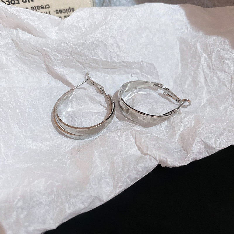 Luxury Niche Silver Round Earrings Sterling Silver Needle Daily All-Match Ear Studs