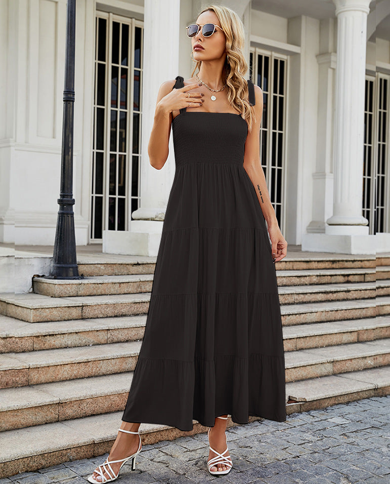Women's Strappy Printed Long Casual Dress