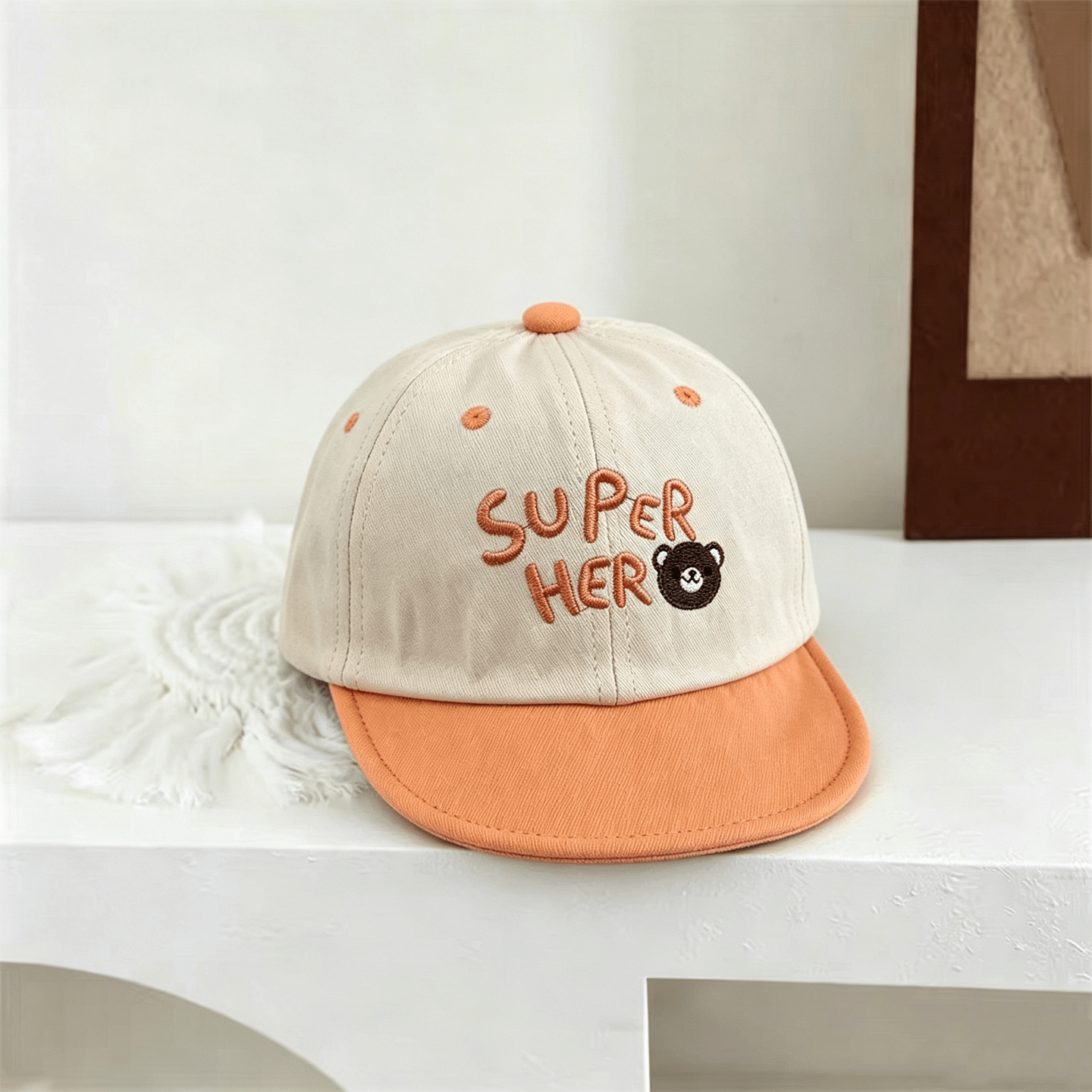 Summer Baby-style Multi-color Letter-stitched Bear-shaped Decorative Baseball Cap With Sun Protection. Fashionable And Cute. Suitable For Outdoor Use.