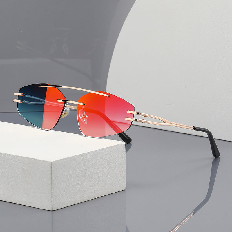 YSM8003 New Fashionable Polygonal Cut-Edge Frameless Sunglasses
