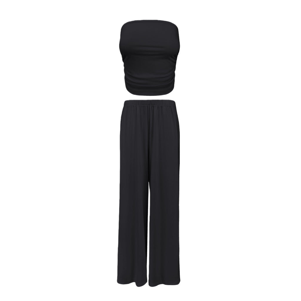 Sleeveless Tube Top And Loose Wide-leg Pants Womens Outfit