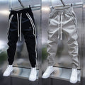 Mens Solid-Color Striped Loose Casual Pants