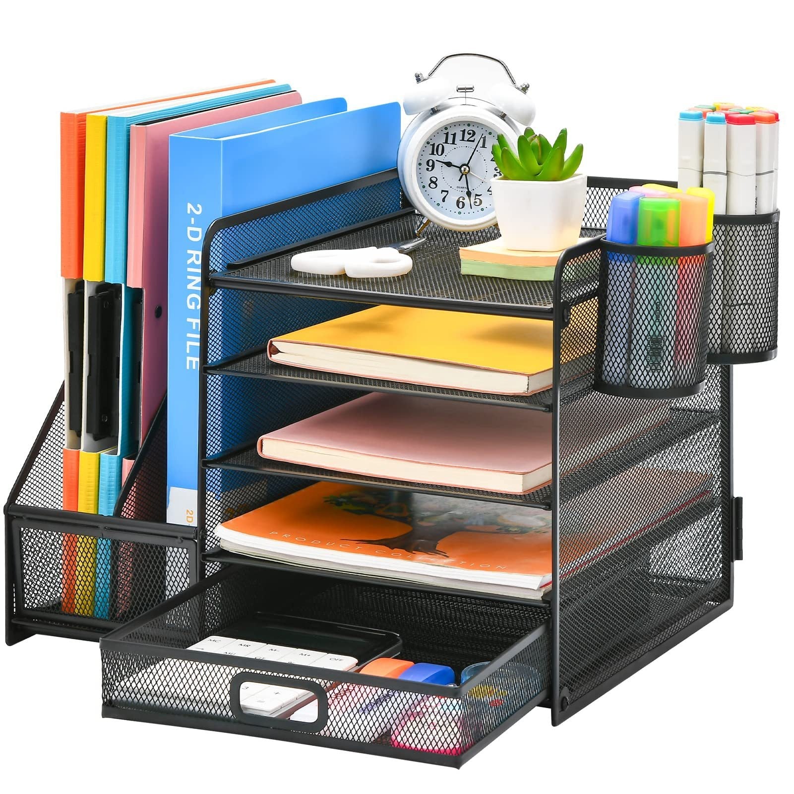 1pc 5-tier Multifunctional Stationery Storage Box | Steel Desktop Storage Rack, Office Supplies Organizer, Office Desk Additions, Bedroom Additions, Home Decoration, Home Storage And Organization