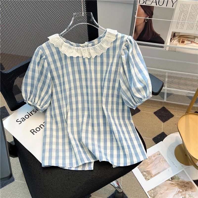 Summer French-style Sweet Fresh And Relaxed-fit Puff-sleeve Top
