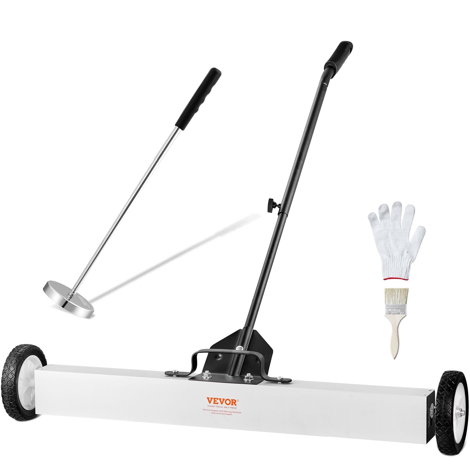 36-Inch Magnetic Sweeper with Wheels, 55 lbs Capacity, Extendable Magnetic Pickup Tool, Adjustable Handle