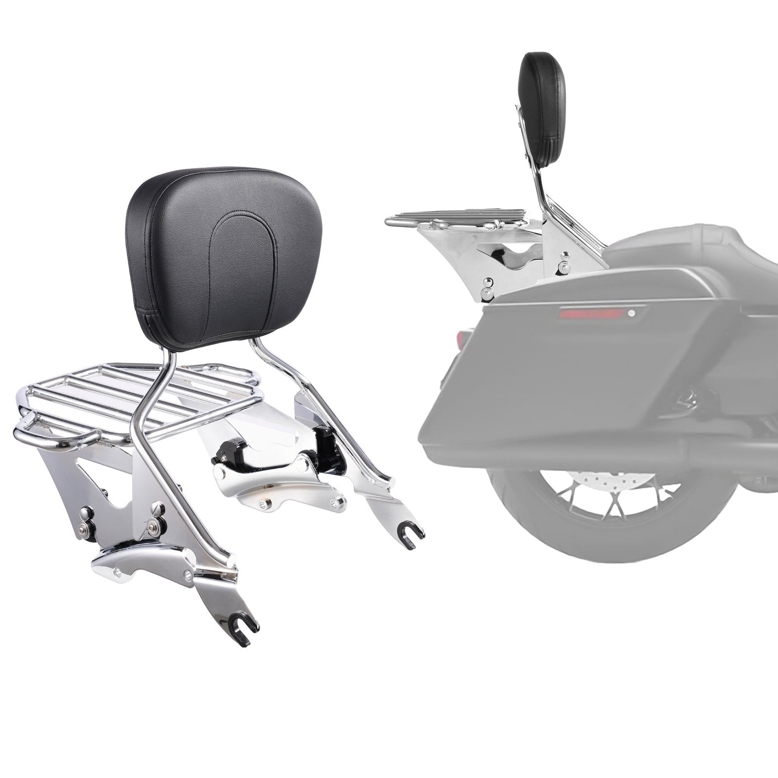 Motorrad Rückenlehne Sissybar Mit Gepäckträger Kompatibel Mit Harley-Davidson Touring Modellen Street Glide Road Glide Road King, 40 Cm (H) Abnehmbare Beifahrer-Rückenlehne Für Motorräder