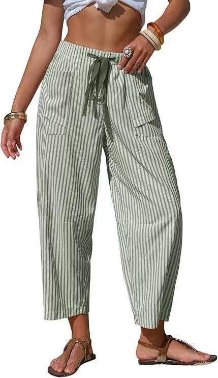 Casual Striped Drawstring Design Pocketed Loose-Fit TK Lounge Pants