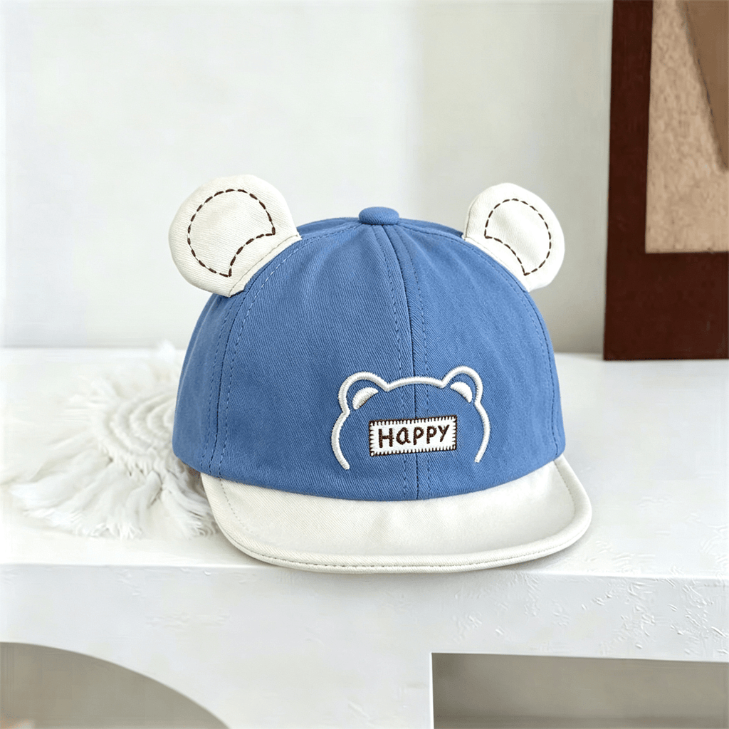 Baby-style Multi-color Three-dimensional Bear Ears Happy Embroidered Soft Brimmed Sun Protection Comfortable And Cute Style Baseball Cap Suitable For Daily Use