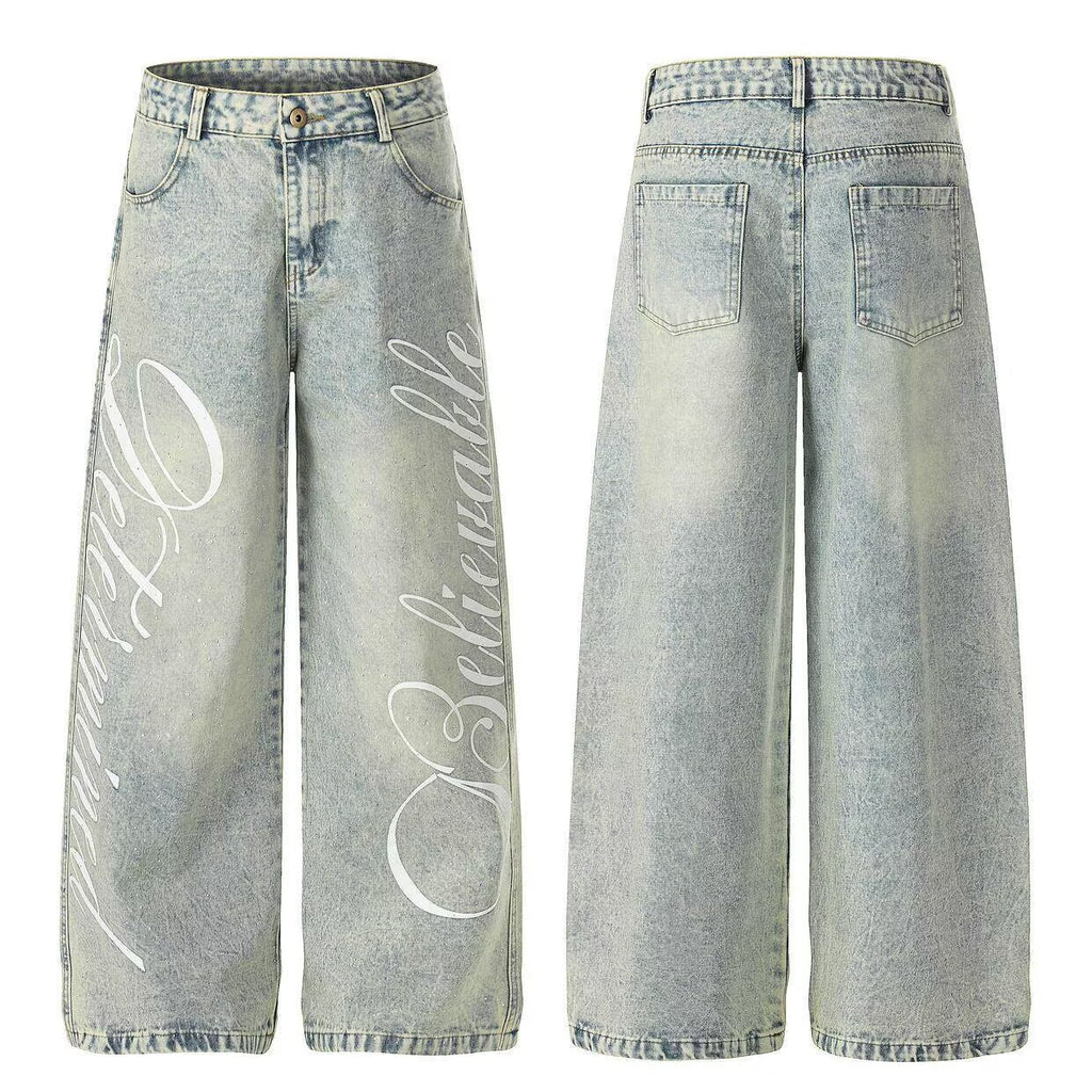 Letter-print Denim Jeans For Men
