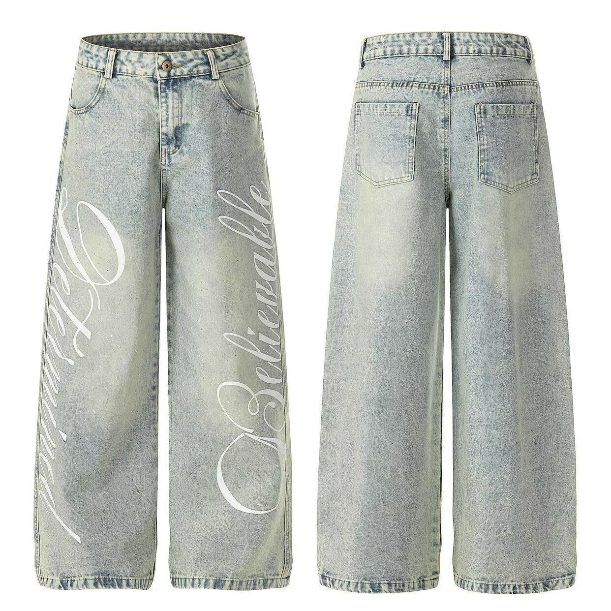 Letter-print Denim Jeans For Men
