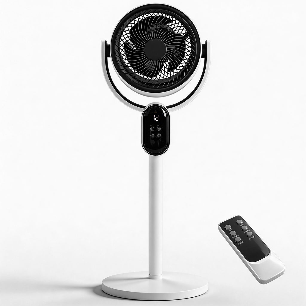 Air Circulator Fan, 110V 40W Standing Desk 2-in-1 Fan With Remote, LED Display, 3 Speeds & 12H Timer, Auto Horizontal Oscillation, Vertical Manual Adjustment