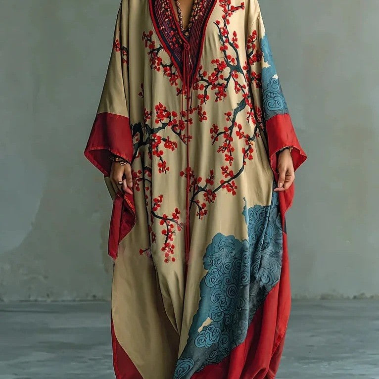 Neck Loose And Comfortable Bell Sleeved Nightgown