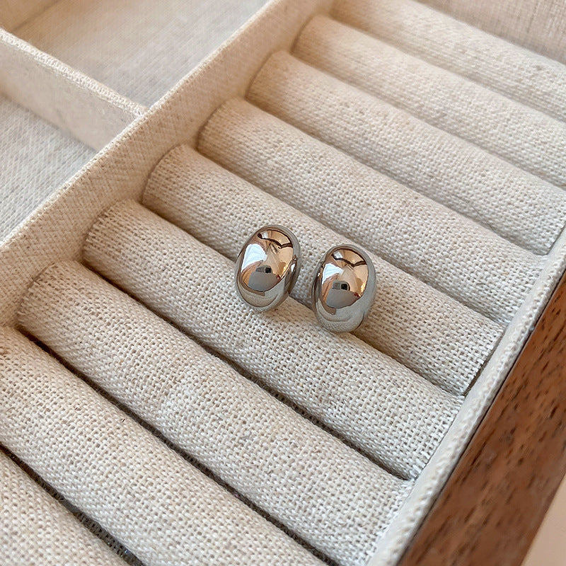Niche Designer Silver Circle Earrings Luxury Minimalist Versatile Studs For Ladies