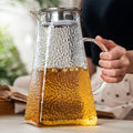 Large Capacity Heat Resistant Glass Teapot With A Hammered Finish And A Square Base For Home Use