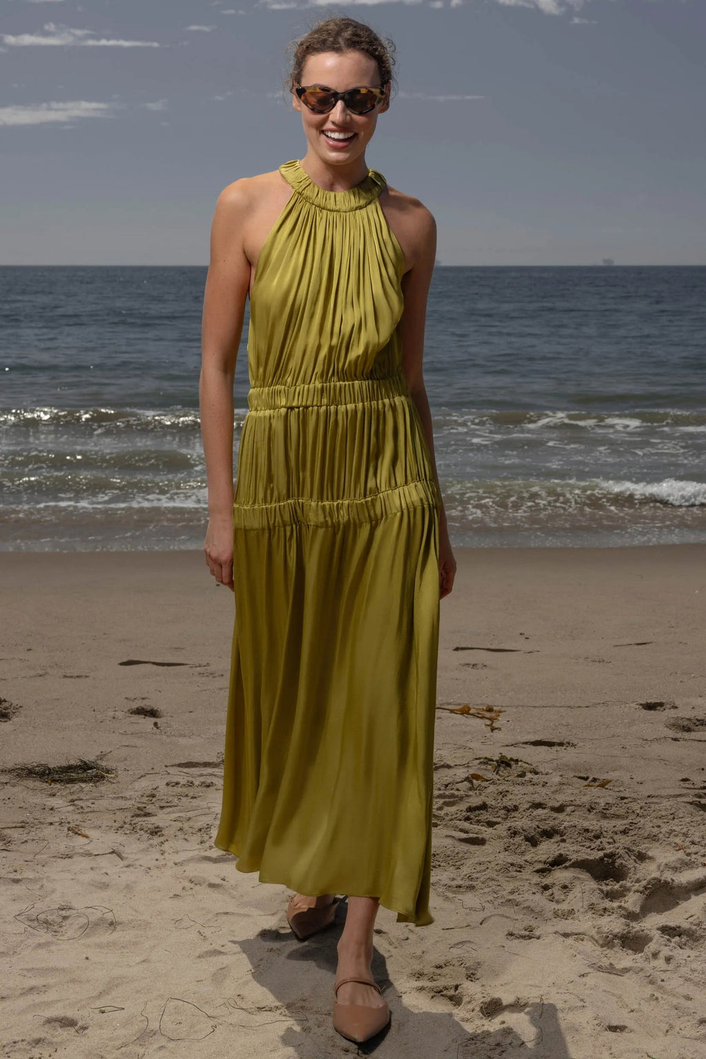 Womens Soft And Sweet Sleeveless Halterneck Casual Dress