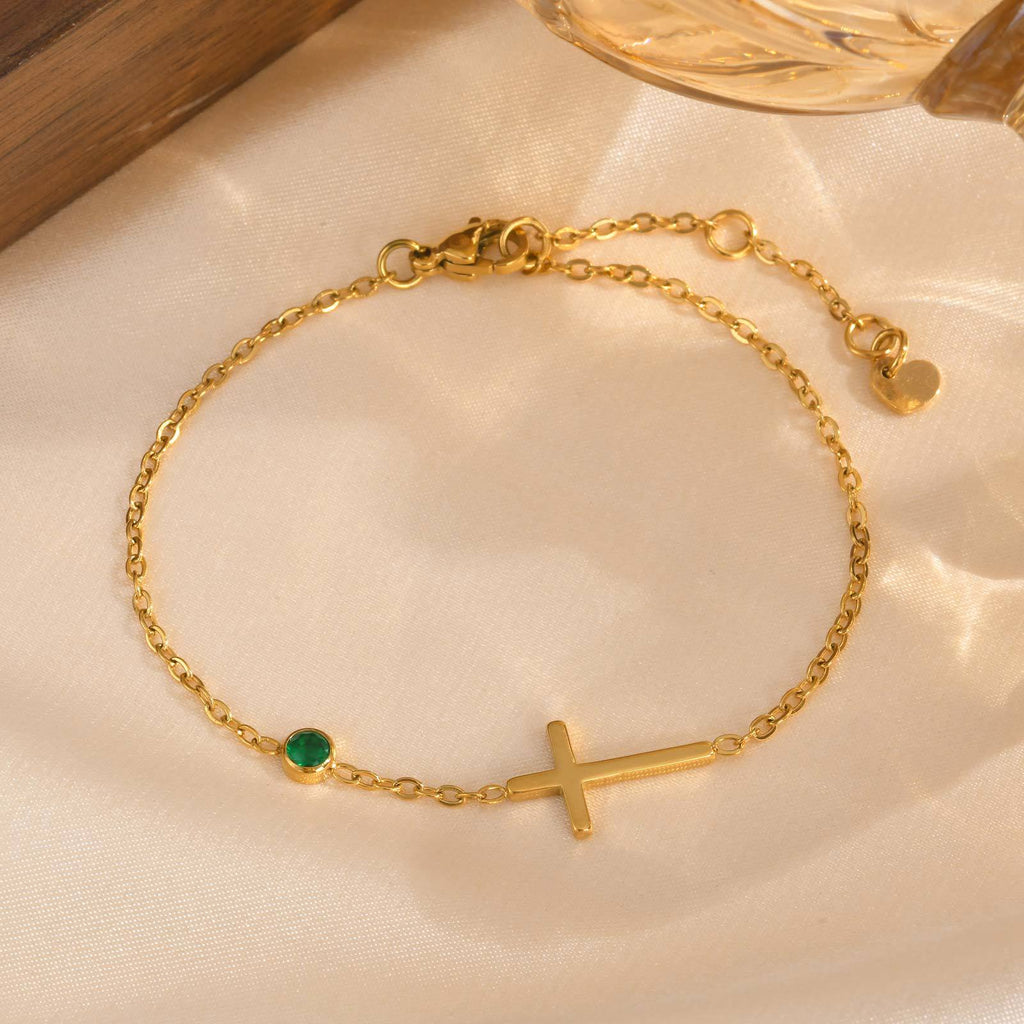 Womens Stainless Steel Cross Bracelet