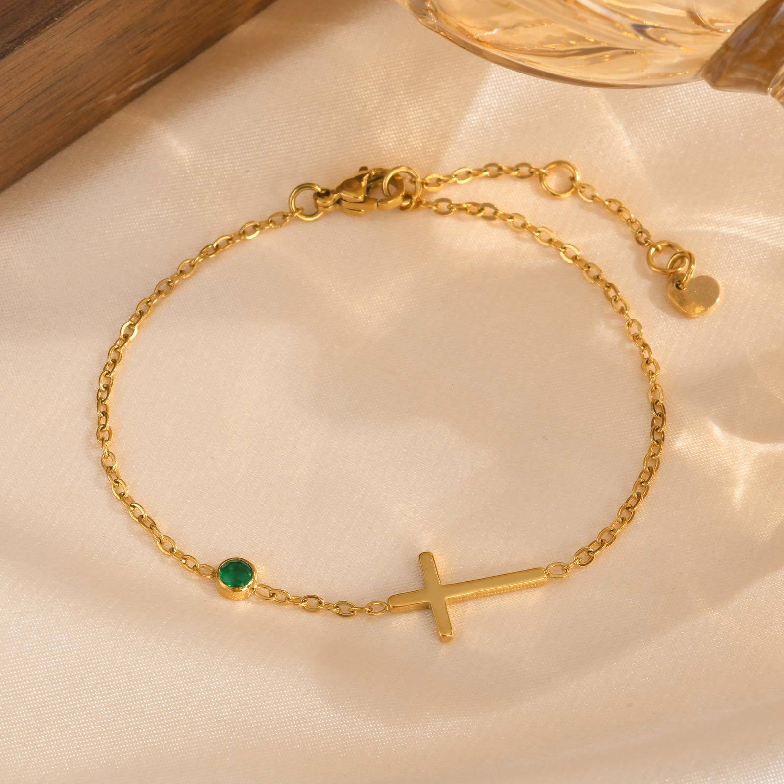 Womens Stainless Steel Cross Bracelet