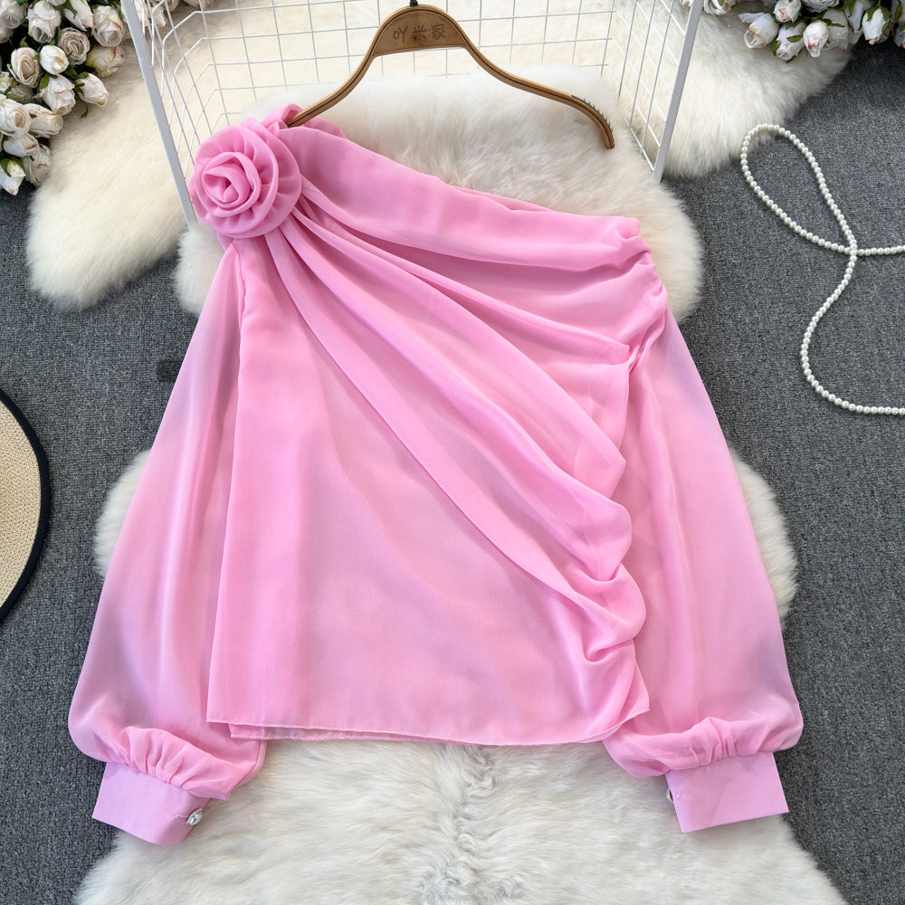 Loose-fitting Figure-flattering Chiffon Blouse For Women