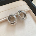Women Cold Style Minimalist Silver Hoop Earrings Light Luxury All-Match Studs