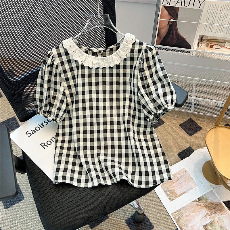 Summer French-style Sweet Fresh And Relaxed-fit Puff-sleeve Top