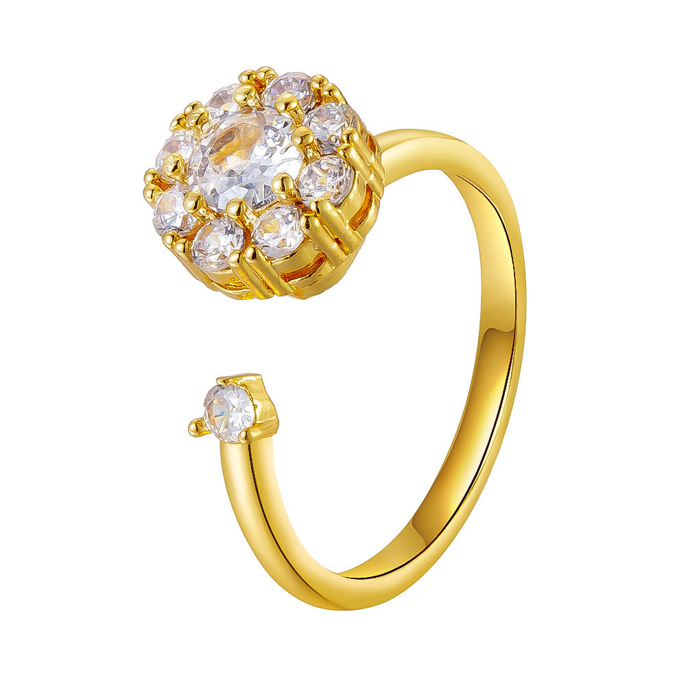 Luxury Micro Zircon Inlaid Copper Ring Butterfly Star Heart Adjustable Open Ring