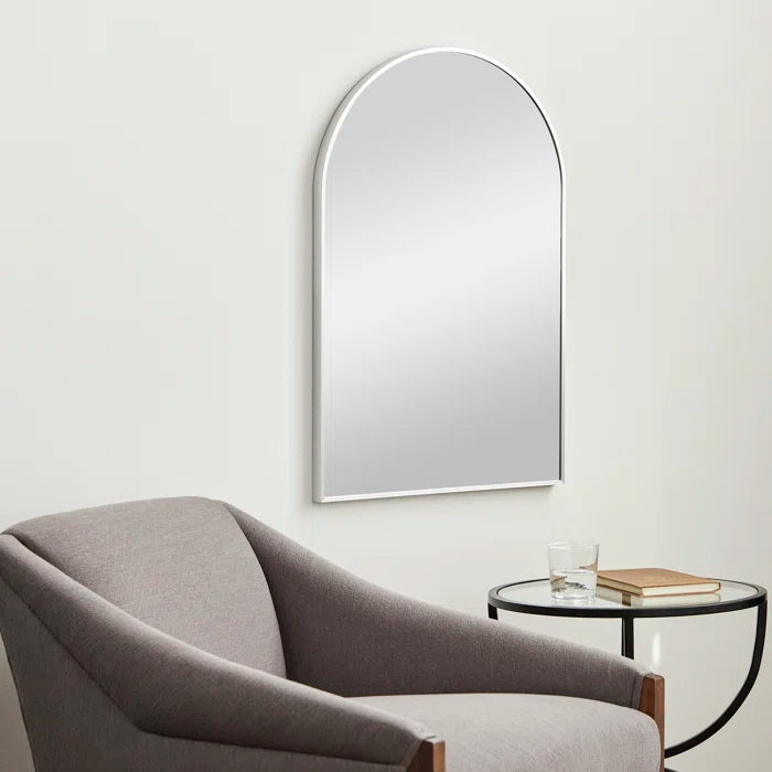 24x36 Inch Silver Metal Framed Arched Bathrrom Mirror For Wall. W2203134098