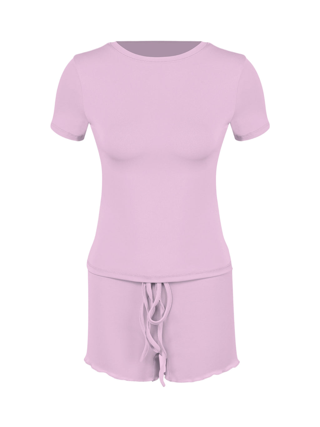 Womens Stylish Form-fitting Short-sleeve Set With A Crew Neck