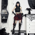 Black Plaid Polka-Dot Mesh Irregular Tutu Skirt