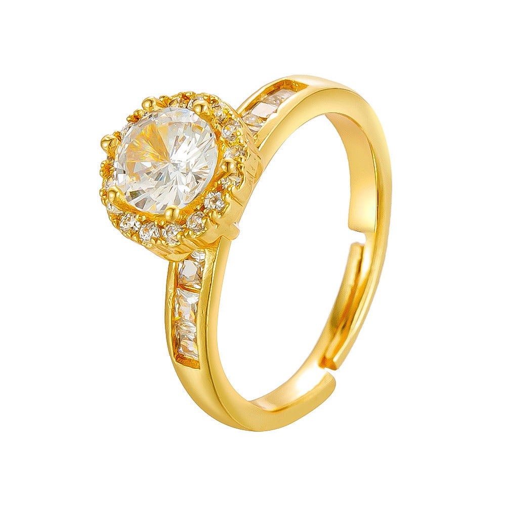 Women Trendy Finger Ring Adjustable Open Micro Paved Zircon Butterfly Star Heart