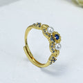Diamond-encrusted Mother-of-pearl Shell Ring