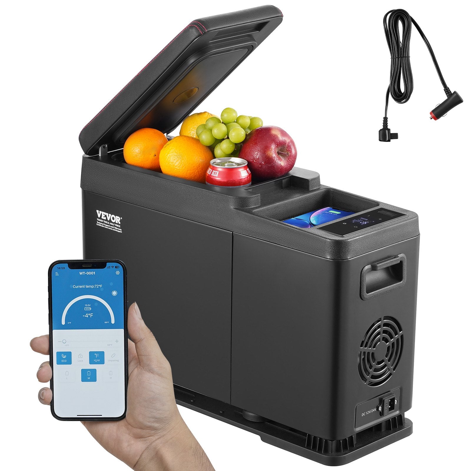 Car Refrigerator 12-Volt Car Armrest Refrigerator Portable 8-Liter Single-Zone Freezer Adjustable Temperature Range from -20°C to 20°C
