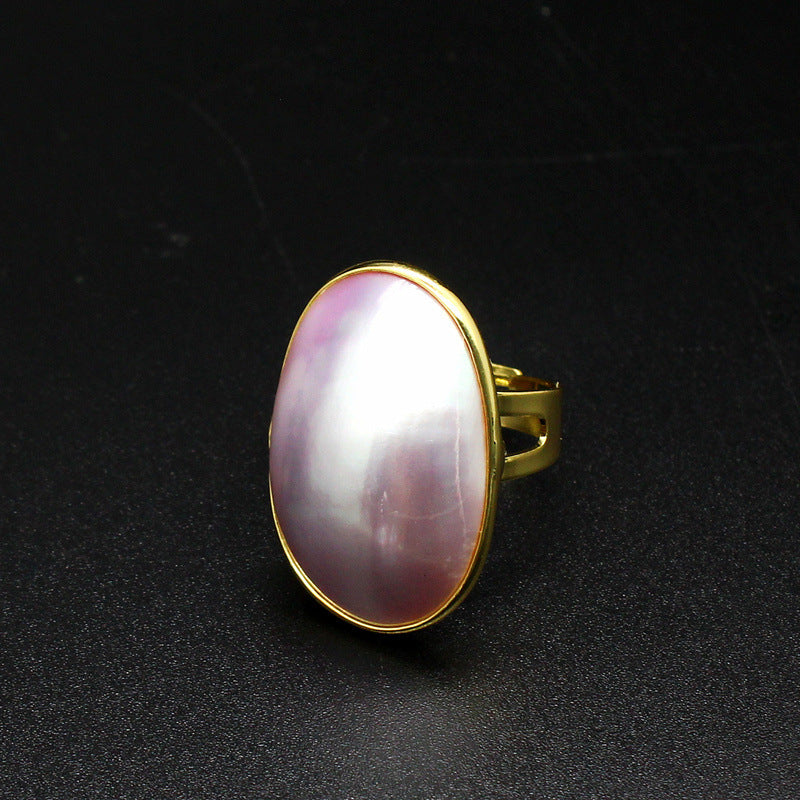 Seawater Starry Sky Blue Mabe Pearl Ring