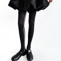 Japanese Side Lace Jacquard Polka Dot Pantyhose Women's Slimming Polka Dot Leggings Retro Style Stockings