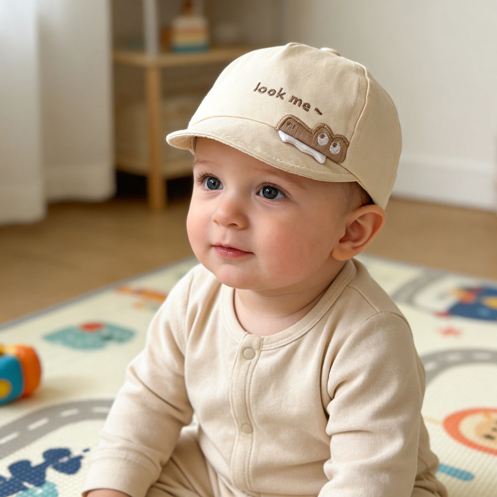 Summer Children's Cartoon Crocodile Letter Embroidery Cute Style Baseball Cap, Suitable For 3-6 Month Old Babies For Outings