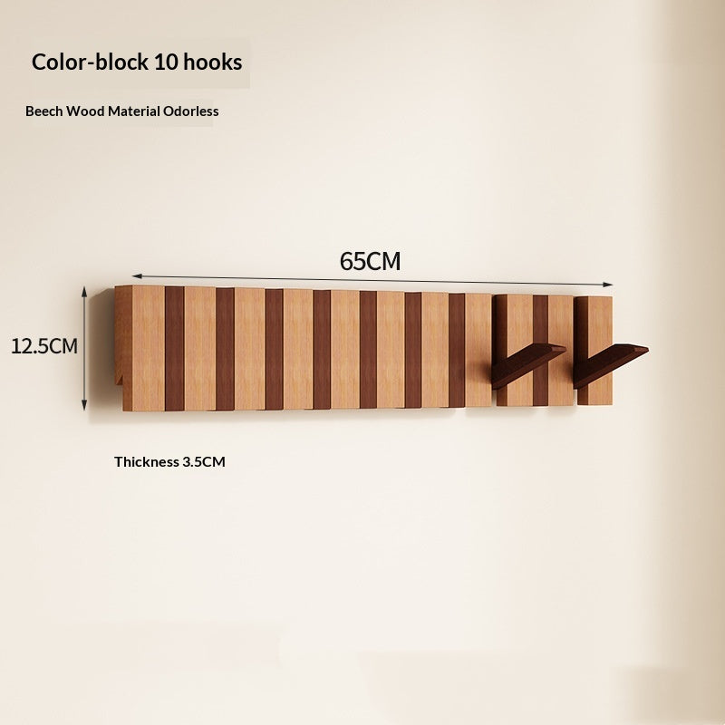 Punch-Free Solid Wood Hook Piano Key Coat Rack