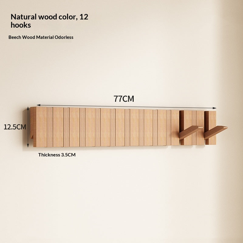 Punch-Free Solid Wood Hook Piano Key Coat Rack