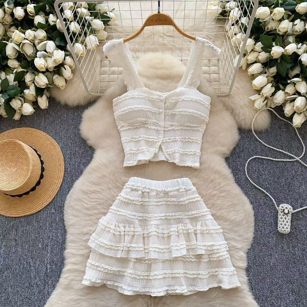 Youthful Short Camisole And High-waisted Skirt Set