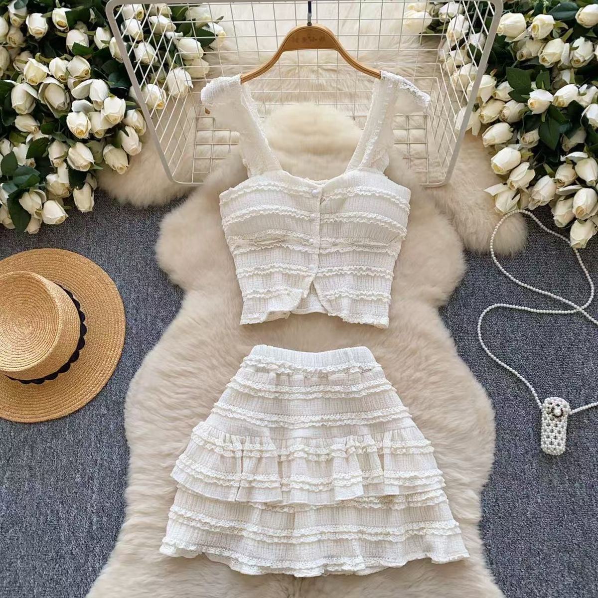 Youthful Short Camisole And High-waisted Skirt Set