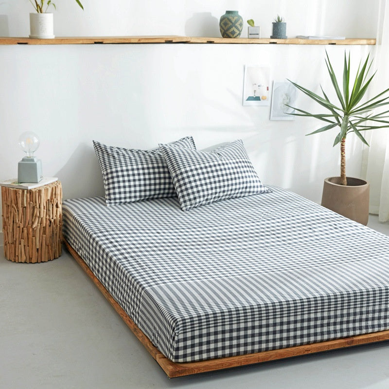 Cotton Yarn-Dyed Washed Cotton Fitted Sheet Mattress Protector