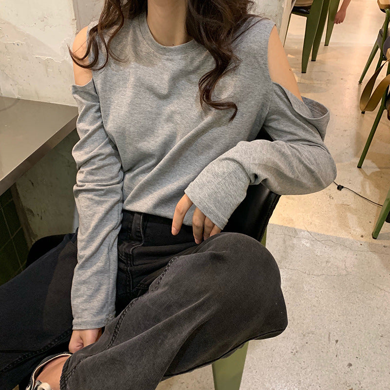 Niche, Designer-style Off-shoulder Long-sleeve T-shirt Womens Top